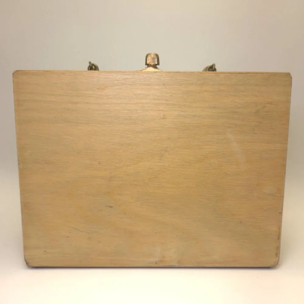 Vintage Enid Collins Flower Basket Jeweled Wood Box Bag Purse 1969